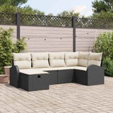 vidaXL Tuinbank Set met kussen met opslag 6 pcs Zwart Poly rattan