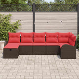 vidaXL Tuinbank Set met kussen met opslag 7 pcs Bruin poly rattan