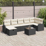vidaXL Tuinbank Set met kussen met opslag 7 pcs Zwart poly rattan