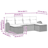 vidaXL Tuinbank Set met kussen met opslag 6 pcs Zwart Poly rattan