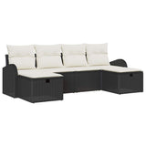 vidaXL Tuinbank Set met kussen met opslag 6 pcs Zwart Poly rattan