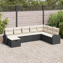 vidaXL Tuinbank Set met kussen met opslag 8 pcs Zwart Poly rattan