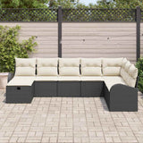 vidaXL Tuinbank Set met kussen met opslag 8 pcs Zwart Poly rattan