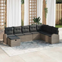 vidaXL Tuinbank Set met kussen met opslag 8 pcs Zwart Poly rattan