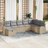 vidaXL Tuinbank Set met kussen met opslag 8 pcs Zwart Poly rattan