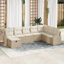 vidaXL Tuinbank Set met kussen met opslag 8 pcs Zwart Poly rattan