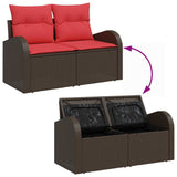 vidaXL Garden Lounge Set with Cushion with Storage Brown Poly Rattan