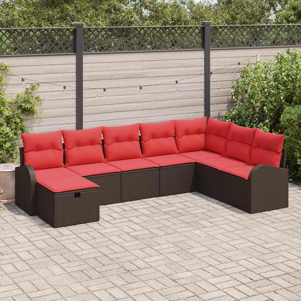 vidaXL Garden Lounge Set with Cushion with Storage Brown Poly Rattan