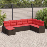 vidaXL Garden Lounge Set with Cushion with Storage Brown Poly Rattan