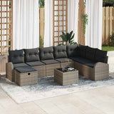 vidaXL Tuinbank Set met kussen met opslag 8 pcs Zwart Poly rattan