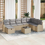 vidaXL Tuinbank Set met kussen met opslag 8 pcs Zwart Poly rattan