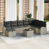 vidaXL Tuinbank Set met kussen met opslag 8 pcs Zwart Poly rattan