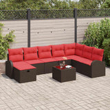 vidaXL Garden Lounge Set with Cushion with Storage Brown Poly Rattan