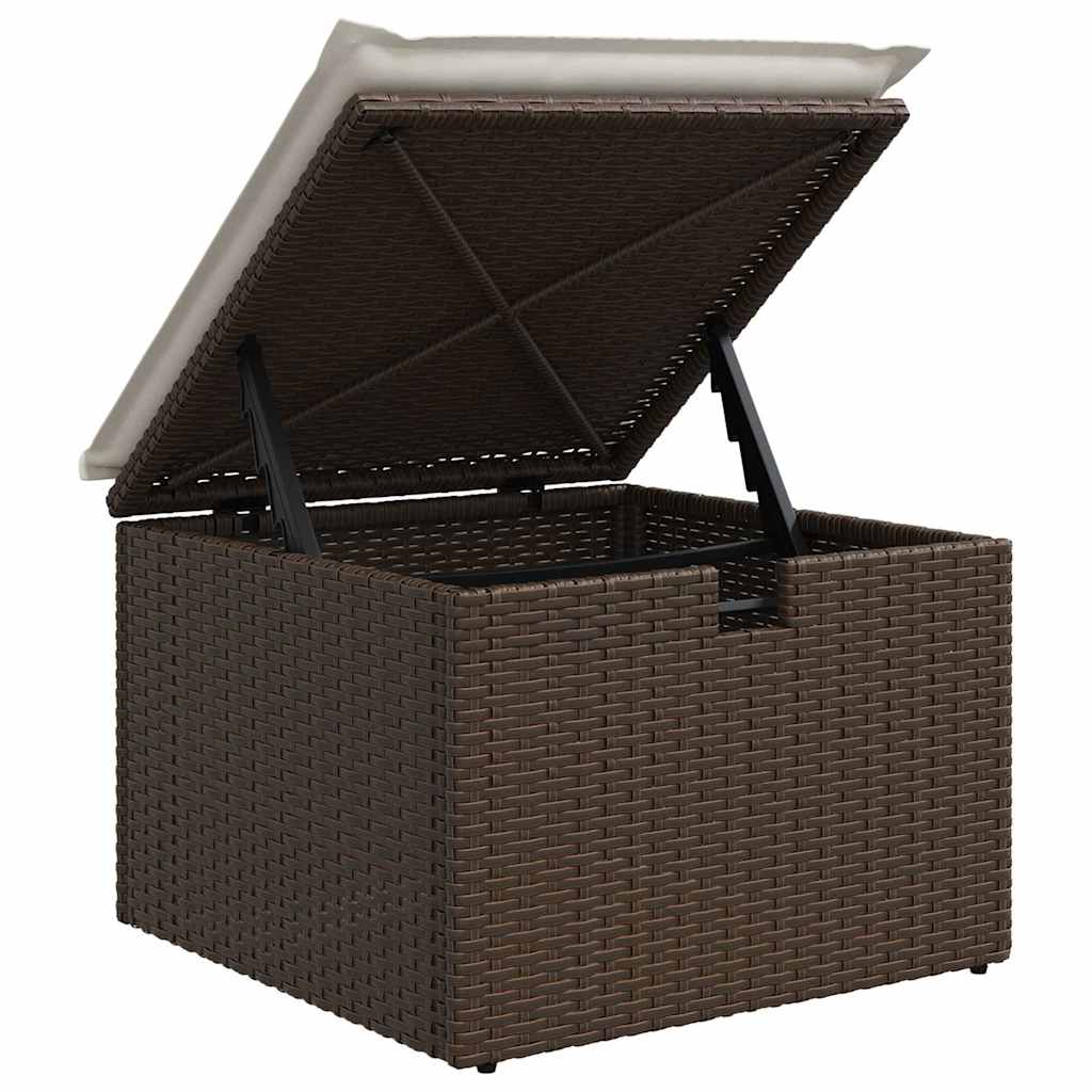 vidaXL Tuinbank Set met kussen met opslag 4 pcs Zwart Poly rattan