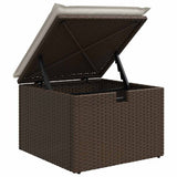 vidaXL Tuinbank Set met kussen met opslag 4 pcs Zwart Poly rattan