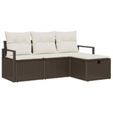 vidaXL Tuinbank Set met kussen met opslag 4 pcs Zwart Poly rattan