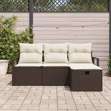 vidaXL Tuinbank Set met kussen met opslag 4 pcs Zwart Poly rattan