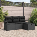 vidaXL Tuinbank Set met kussen met opslag 4 pcs Zwart Poly rattan