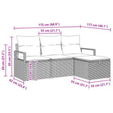 vidaXL Tuinbank Set met kussen met opslag 4 pcs Bruin poly rattan