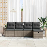 vidaXL Tuinbank Set met kussen met opslag 5 pcs Zwart Poly rattan