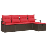 vidaXL Garden Lounge Set with Cushion Storage 5 pcs Brown poly rattan