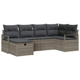 vidaXL Tuinbank Set met kussen met opslag 6 pcs Zwart poly rattan