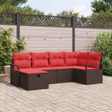 vidaXL Tuinbank Set met kussen met opslag 6 pcs Bruin poly rattan