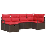 vidaXL Tuinbank Set met kussen met opslag 6 pcs Bruin poly rattan