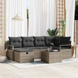vidaXL Tuinbank Set met kussen met opslag 6 pcs Zwart poly rattan