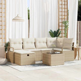 vidaXL Tuinbank Set met kussen met opslag 6 pcs Zwart poly rattan