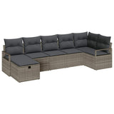 vidaXL Bankstel met kussen 7 pcs poly rattan