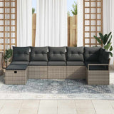 vidaXL Bankstel met kussen 7 pcs poly rattan