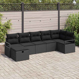 vidaXL Bankstel met kussen 7 pcs poly rattan