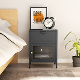 vidaXL Nachtkastjes 2 st 40x30x54,5 cm staal en glas zwart