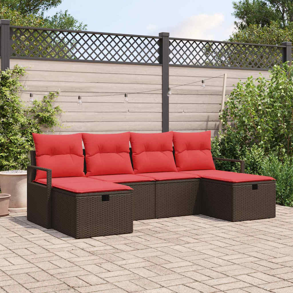 vidaXL Sofa Set with Cushions 5 pcs Poly Rattan