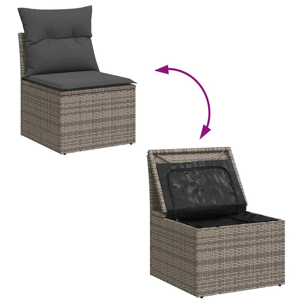 vidaXL Bankstel met kussen 5 pcs poly rattan