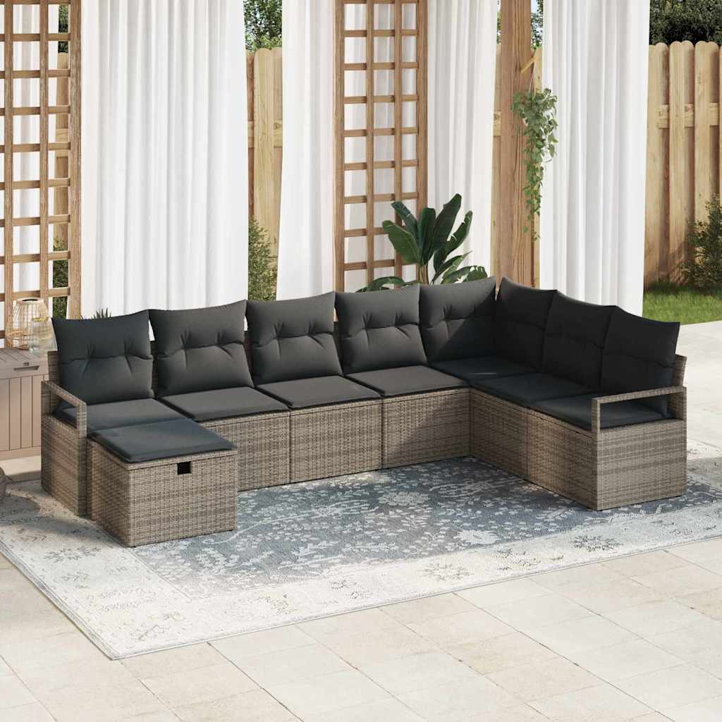 vidaXL Bankstel met kussen 5 pcs poly rattan