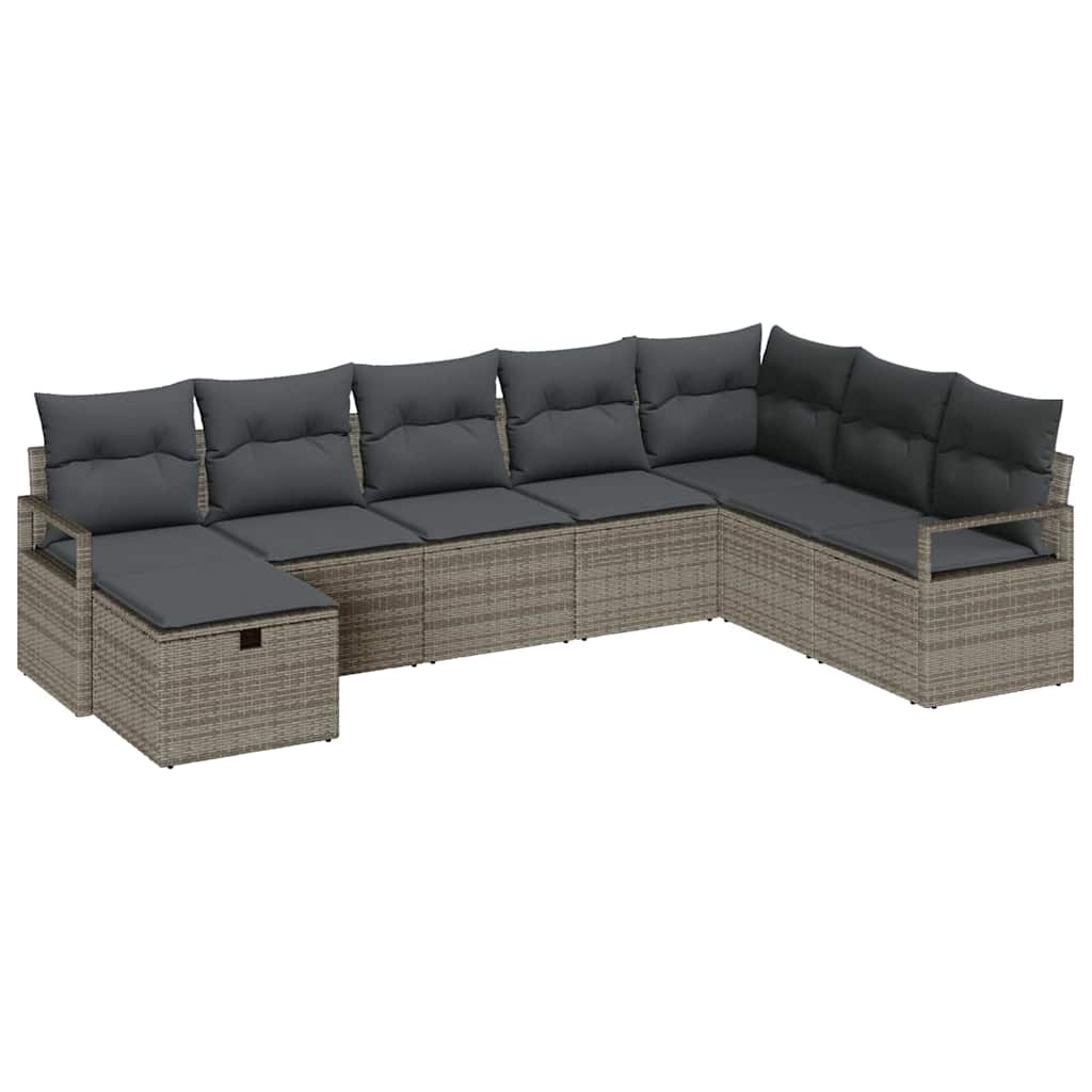vidaXL Bankstel met kussen 5 pcs poly rattan