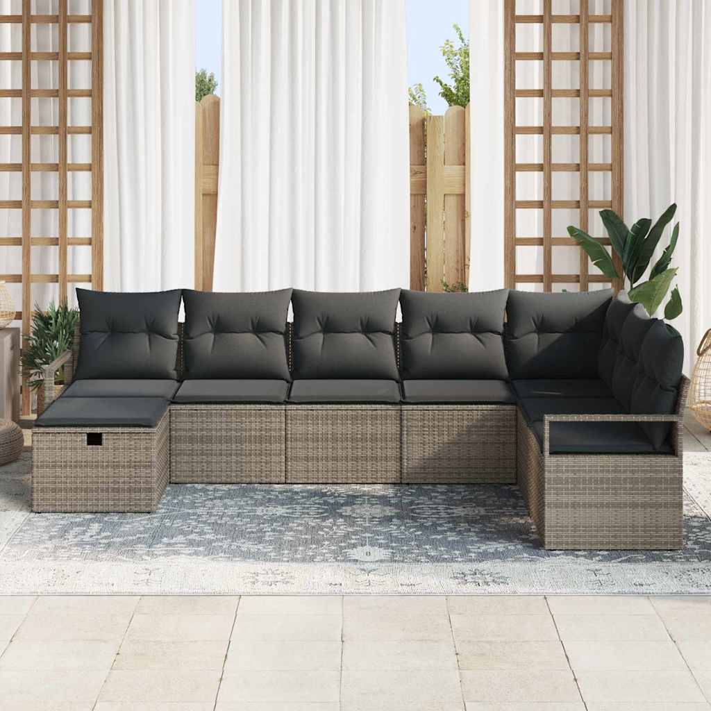vidaXL Bankstel met kussen 5 pcs poly rattan