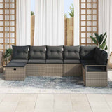 vidaXL Bankstel met kussen 5 pcs poly rattan