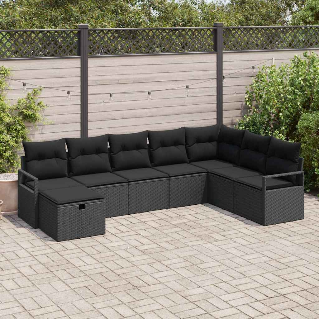 vidaXL Bankstel met kussen 5 pcs poly rattan