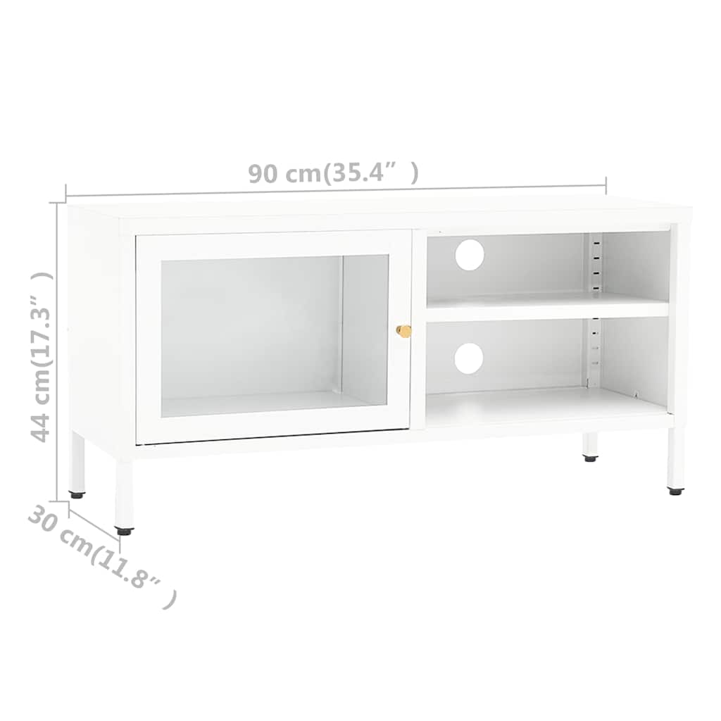vidaXL Tv-meubel 90x30x44 cm staal en glas zwart