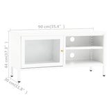 vidaXL Tv-meubel 90x30x44 cm staal en glas zwart