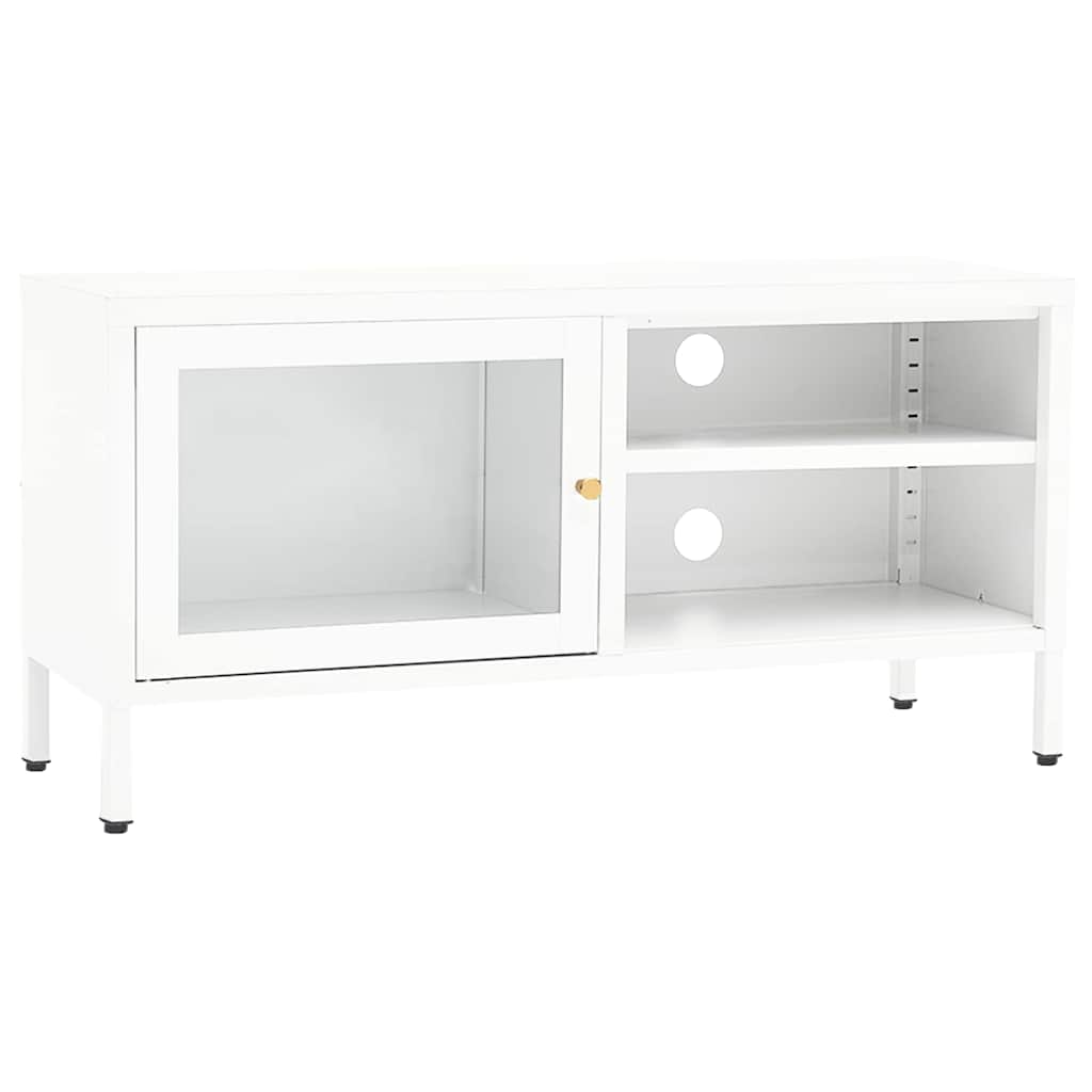 vidaXL Tv-meubel 90x30x44 cm staal en glas zwart
