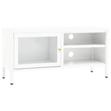 vidaXL Tv-meubel 90x30x44 cm staal en glas zwart