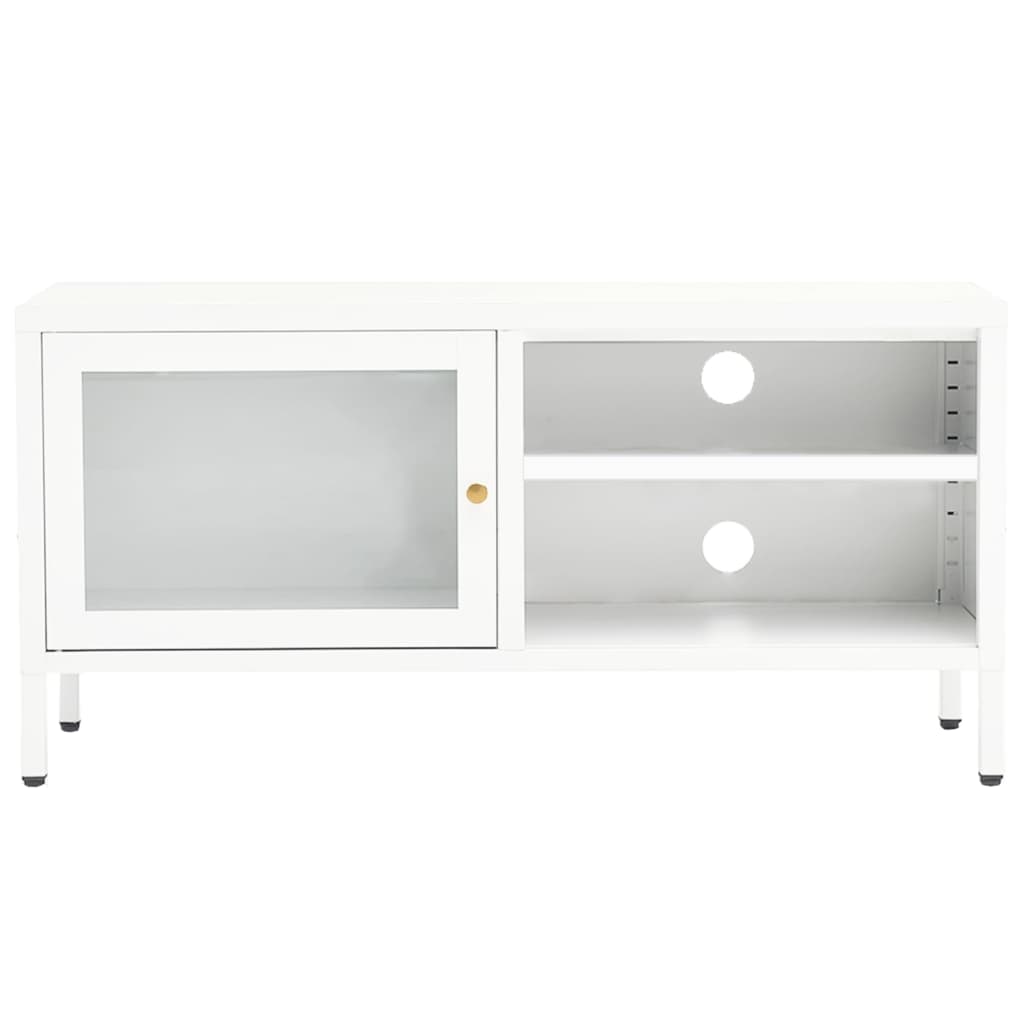 vidaXL Tv-meubel 90x30x44 cm staal en glas zwart