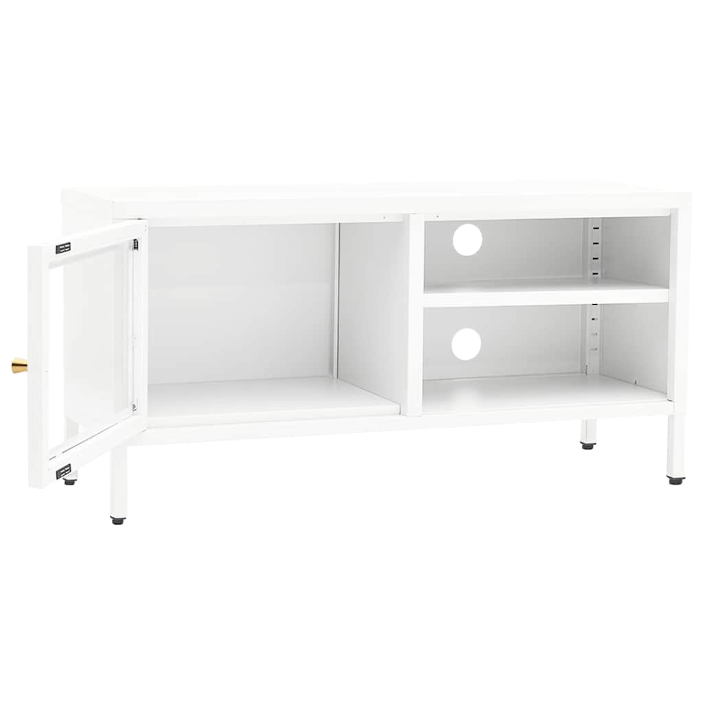 vidaXL Tv-meubel 90x30x44 cm staal en glas zwart