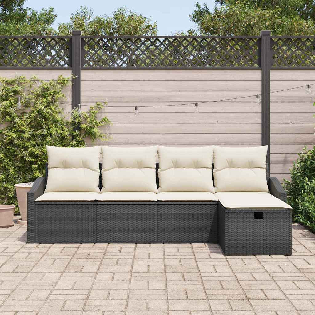 vidaXL Bankstel met kussen 6 pcs poly rattan