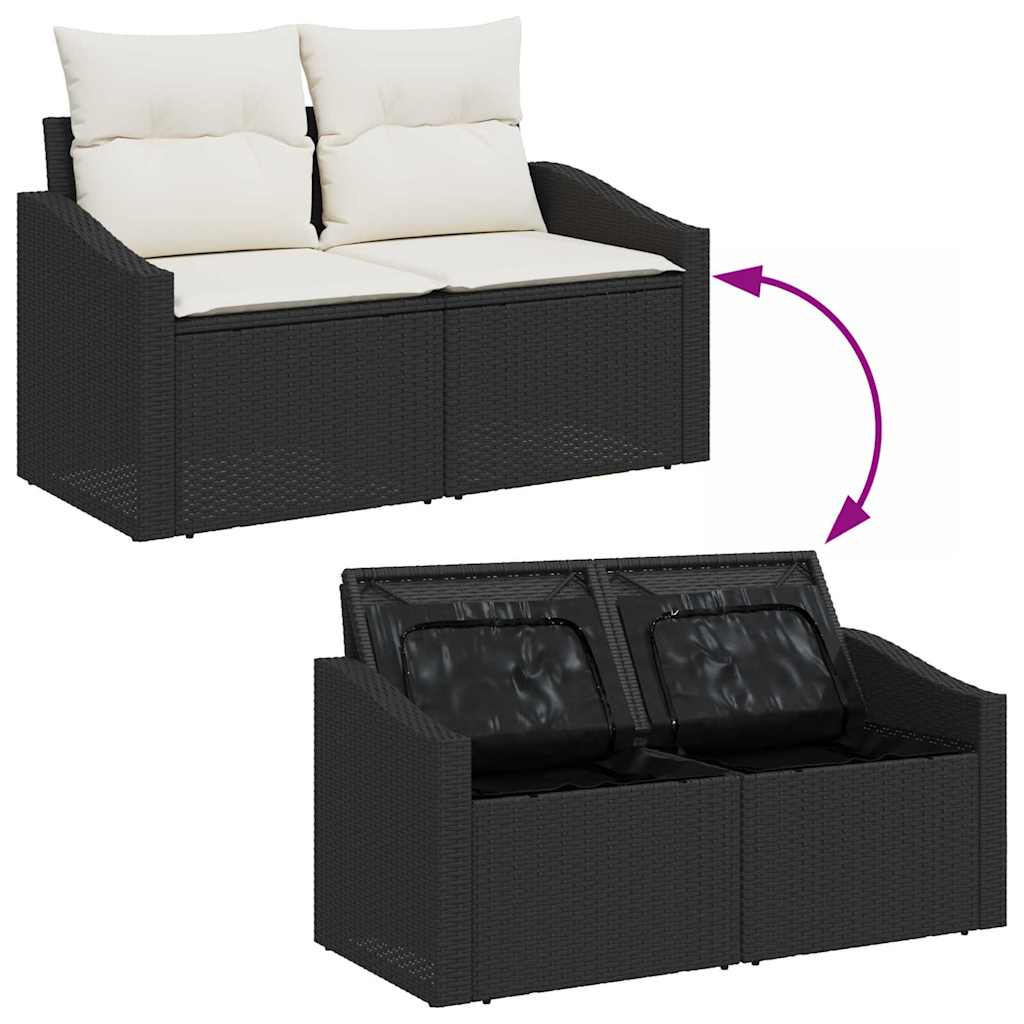 vidaXL Bankstel met kussen 6 pcs poly rattan