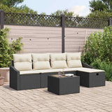 vidaXL Bankstel met kussen 6 pcs poly rattan